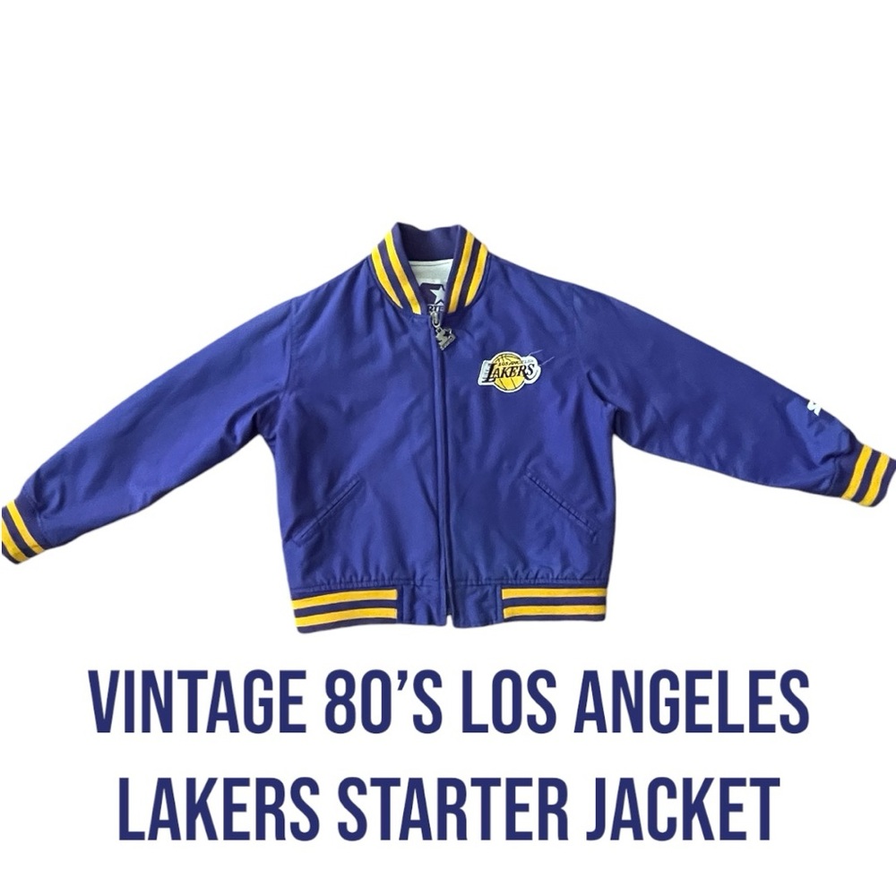 💜💛 Vintage Los Angeles Lakers Kids STARTER Zip Up Jacket Size: 6 💛💜 LIKE NEW